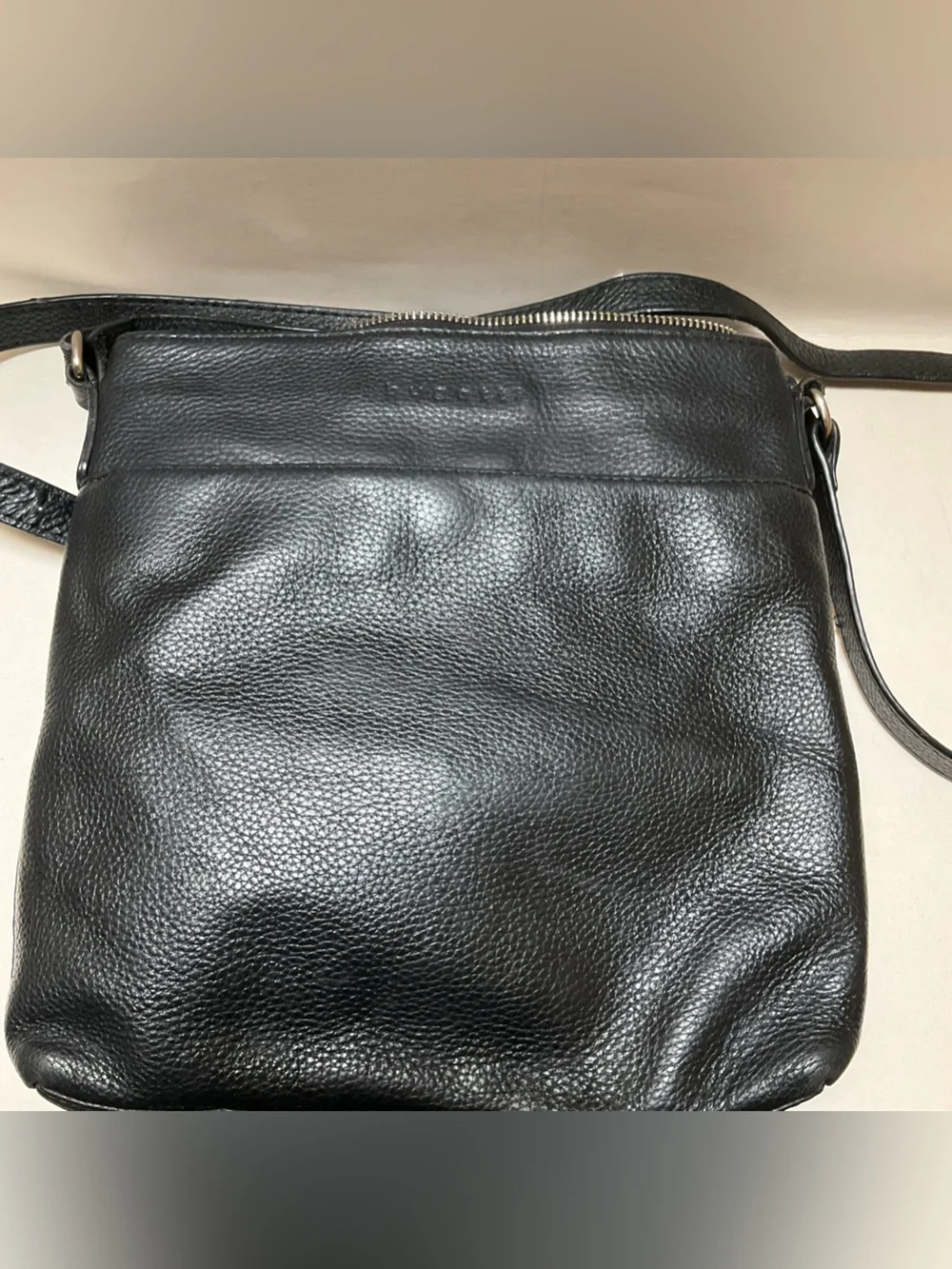 BUGATTI Black Leather Mens Shoulder Bag Unisex Crossbody Designer Messenger TOTE